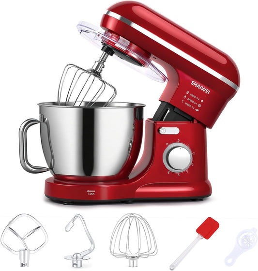 Mixers Kitchen Electric Stand Mixer, 6.5 Quart 6 Speed Tilt-Head Kitchen Mixer Red