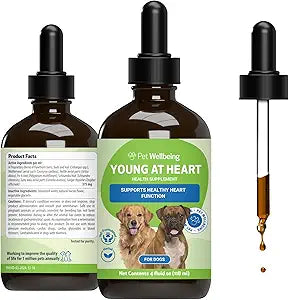 Pet Wellbeing Young at Heart for Dogs - Senior Heart Health Support, Cardiovascular Wellness with Hawthorn & Motherwort - NASC Certified & Vet-Formulated - 4 oz Liquid Formula