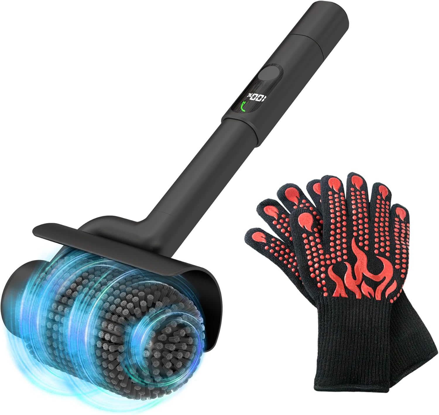 Electric Grill Brush, Grill Brush for Outdoor Grill 3Nm High Torque Motor, 304 Stainless Steel & φ3.94 Inch Removable Brush Head, 800 RPM BBQ Grill Cleaner with Heat Resistant Gloves