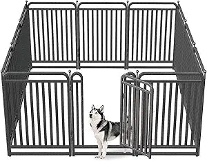 40 Inch Dog Playpen Outdoor, 12 Panels Puppy Playpen Heavy Duty Dog Play Pen Indoors, Rust Resistant Dog Pen for Large/Medium/Small Dogs, Dog Fence for RV Camping