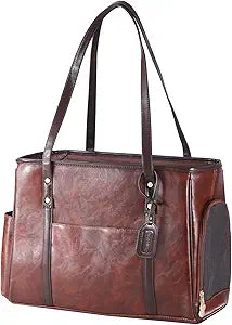 Fashion Dog Carrier Purse, Premium Leather Cat Carrier Bag, Airline Approved Soft Sided Pet Travel Tote Bag with Pockets Coffee