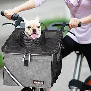 Pet Carrier Bicycle Basket Bag Pet Carrier/Booster Backpack for Dogs and Cats with Big Side Pockets,Comfy & Padded Shoulder Strap,Travel with Your Pet Safetyï¼ˆTitaniumï¼‰