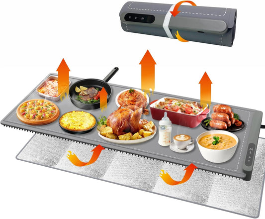 Food Warming Mat Extra Large - 36"x16", Electric Warming Trays, Portable Heating Pad, Food Warmers for Parties Buffet, Events, and Home Dinners, 6 Level Temp 6 Hour Timer
