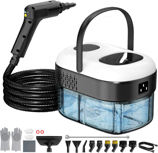 Pressurized Steam Cleaner, 3-Level Adjustable Handheld Steamer Cleaning for Home, 15s Fast Heat-Up & 47.3oz Tank, 2500W Multi-Surface Portable Steamer for Floor\/Grout\/Car\/Kitchen & Bathroom