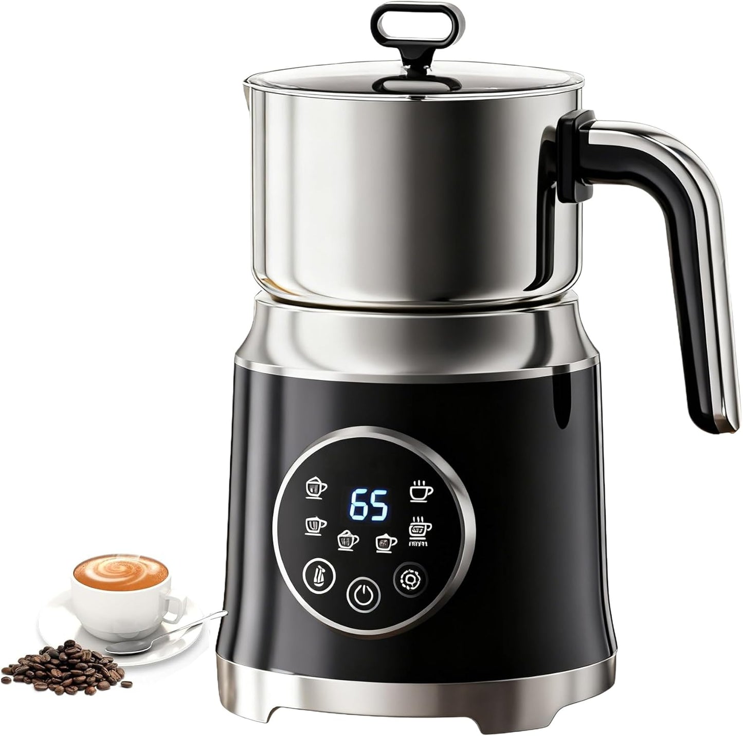 Milk Frother and Steamer, Large Capacity Detachable Electric Milk Frother, Automatic Warm and Cold Foam Maker, Hot Chocolate Maker, BPA Free