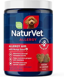 NaturVet Hemp Allergy Aid Supplement for Dogs, Hemp Seed, Antioxidants, Omegas, Dha & Epa for Healthy Skin & Respiratory Health, 120 Count