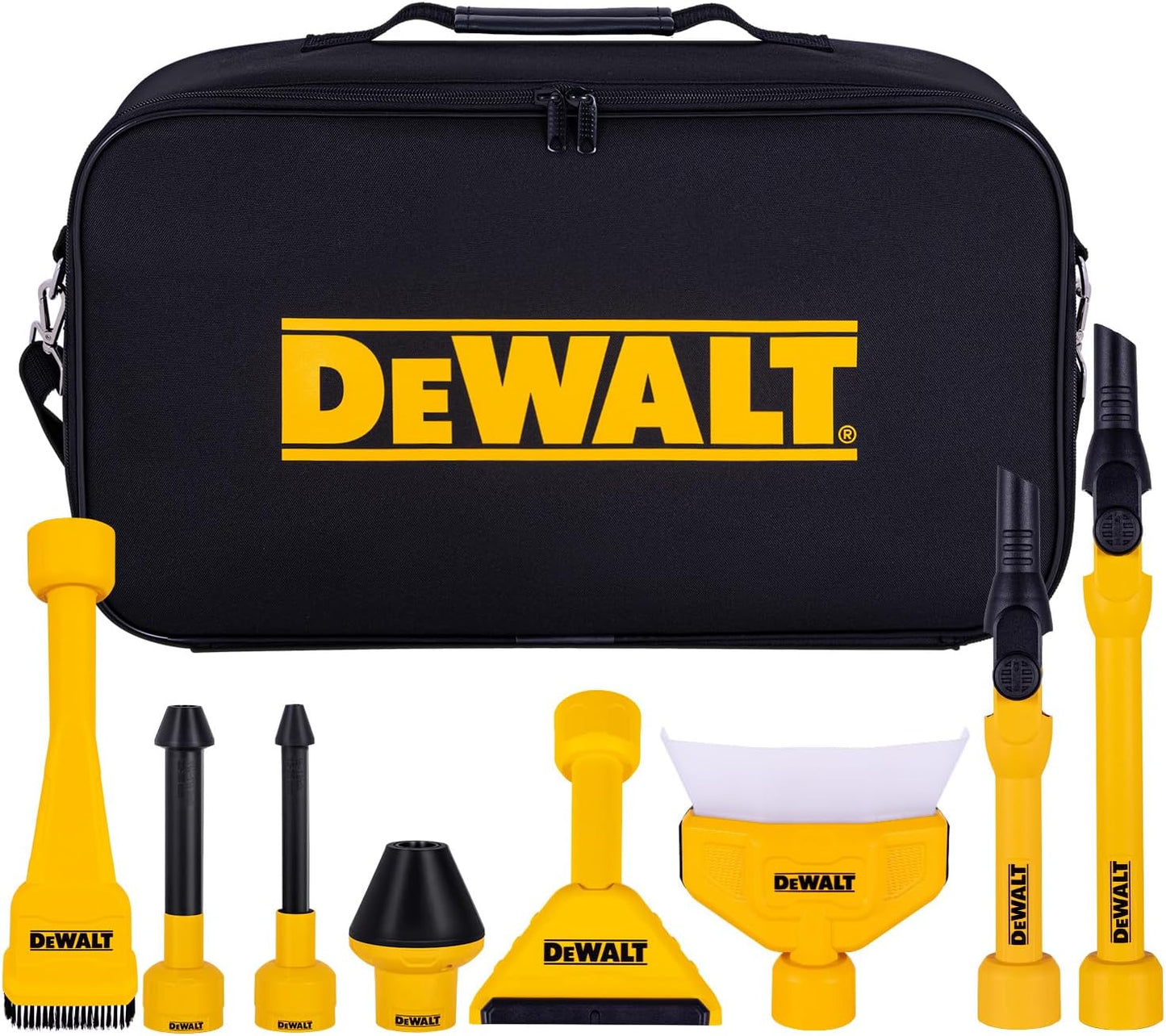 DEWALT 3-in-1 Pro 8-Piece Wet/Dry Vacuum Attachments Kit with Accessory Bag for Efficient Cleaning & Energy Saving, Compatible with Most Wet/Dry Vacs, DXVA00-0801