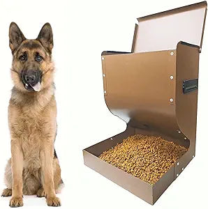 Galvanized Dog Feeders for Large Dogs, 15LBS Gravity Automatic Dog Feeder, Suitable for Indoor and Outdoor Use, Suitable for Medium Dogs,Cats,Poultry, and Pets