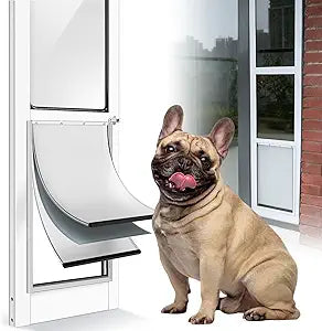 [Petoasis] Dog Door for Sliding Glass Door,Upgrade Magnetic 3 Flap Extreme Weather Doggy Door,Fit 76-3/8" ~ 80-5/8" Sliding Door Dog Door Insert,Pet Door for Sliding Glass Door Insert(M)