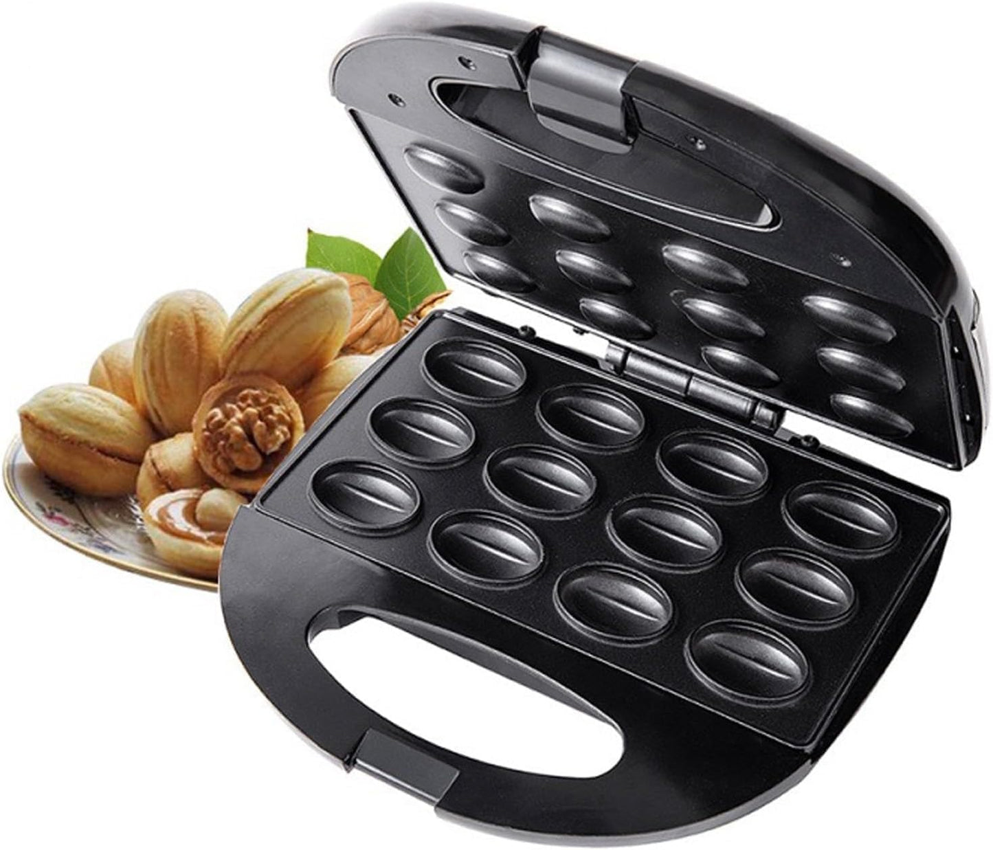 Walnut Cookie Maker, Electric Nut Waffle Bread Maker, 12Pcs Non Stick Double Sided Walnut Cookie, Electric Oreshki Makers for Home Breakfast