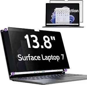 Privacy Screen for 13.8 Inch Surface Laptop 7, MagicSuctionâ„¢ Removable Anti Spy Black Protector, Glare Blue Light Filter for Microsoft Laptop Computer Monitor