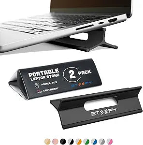 Steepy Portable Laptop Stand for Desk  Adjustable Height, & Portable Laptop Holder  Ergonomic Computer Stand for Cooling & Comfort  Slip-Proof, Sturdy Design  Universal Fit for 13-17 Inch Devices