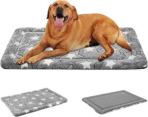 EMPSIGN Dog Crate Pad - Reversible Kennel Mat (Cool & Warm), Machine Washable, Cozy Star Pattern Sleeping Pad for Small Medium Large Dogs, All-Season Pet Bed, Suitable for 42"x28" Dog Crate, Grey