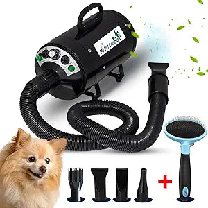 My Pet Command Dog Dryer Blower, Ultra Quiet, Professional High Velocity Blower Adjustable Hot and Cold Airflow, for Drying Deshedding with Accessories, 110V, 500W-2800W 4.5HP