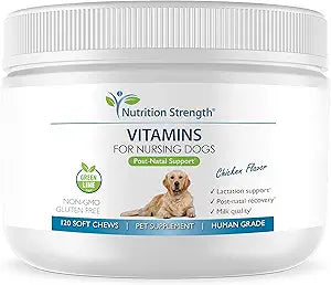Vitamins for Nursing Dogs to Support Lactation and Post-Natal Recovery, Promote Milk Quality and Healthy Puppies with Calcium, Phosphorus, Magnesium and Zinc, 120 Soft Chews