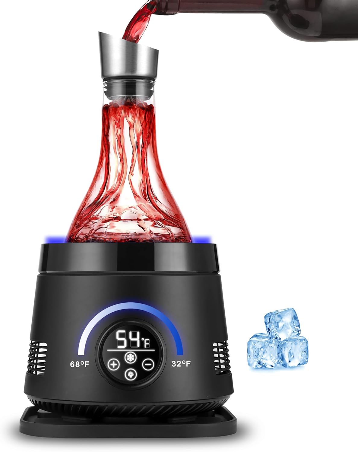 Cobalance Electric Wine Chiller Decanter with Built-in Aerator, 50oz Bottles Cooler & Carafe, 24-Hour Keep Cool, Perfect for Red, White Wine, Gift for Lovers