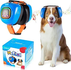 Dog Music Headphones for Anxiety Relief Fireworks Thunder Noise Blocking Earmuffs with Sound Isolation Calming Classical ASMR Music for Dogs â€“ Pet Ear Muffs (Blue, S)