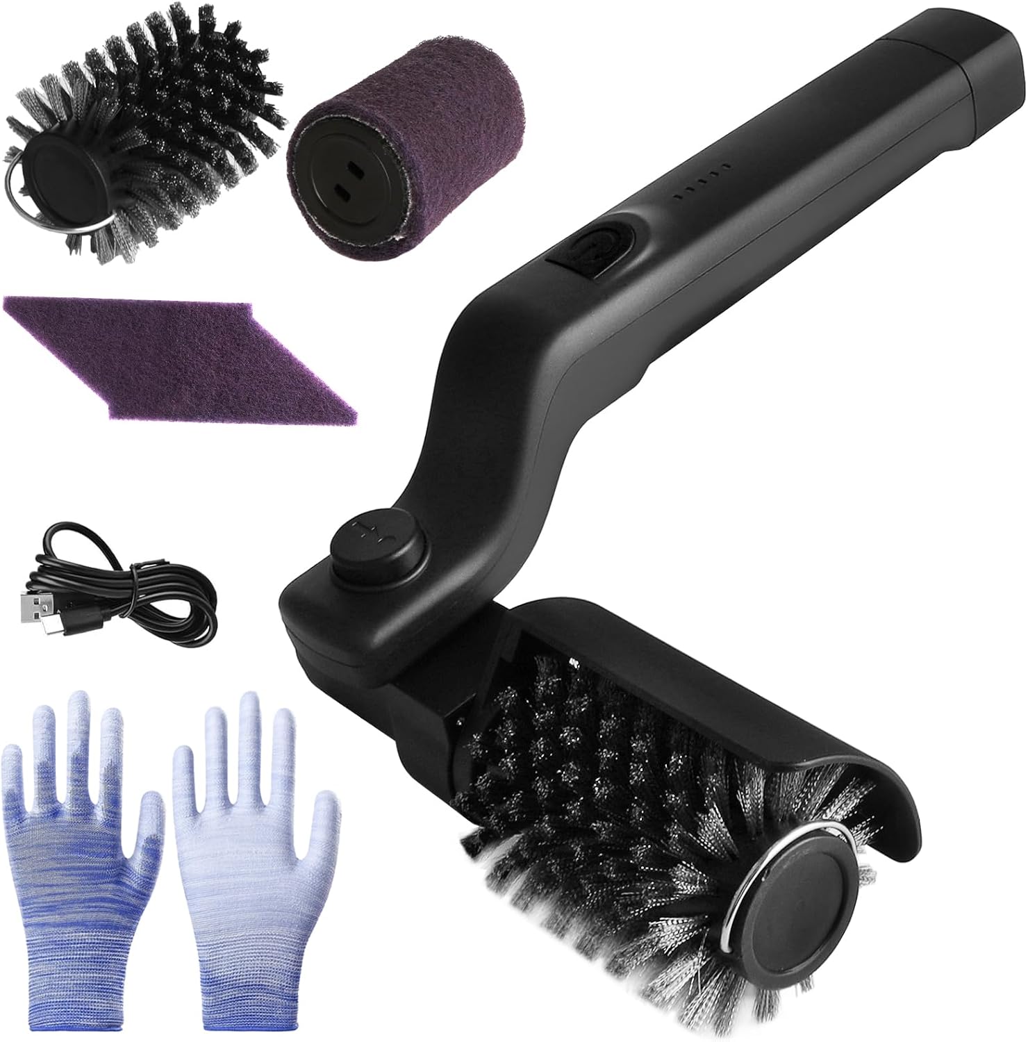 Electric Grill Clean Brush, Rechargeable Cordless BBQ Brush, 180°Adjustable Cleaning Brush, 3-Speed Power, Waterproof Cleaner for BBQ Grates with Extra Brushhead