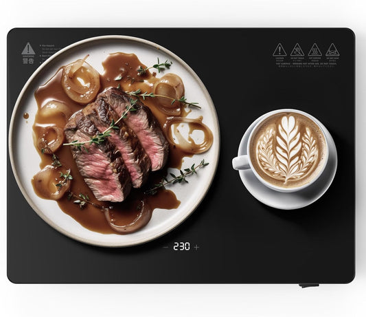 ROPPLIFE Food Warmer Plate,13.8"x10" Electric Warming Tray |6-Temp Control & Memory Function | for Slow Eaters, Seniors, RV Camping, Sourdough Proofing & Office Use