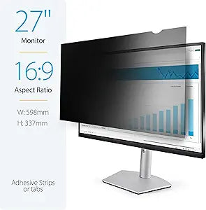 StarTech.com Monitor Privacy Screen for 27 inch PC Display - Computer Screen Security Filter - Blue Light Reducing Screen Protector Film - 16:9 WideScreen - Matte/Glossy - +/-30 Degree, TAA