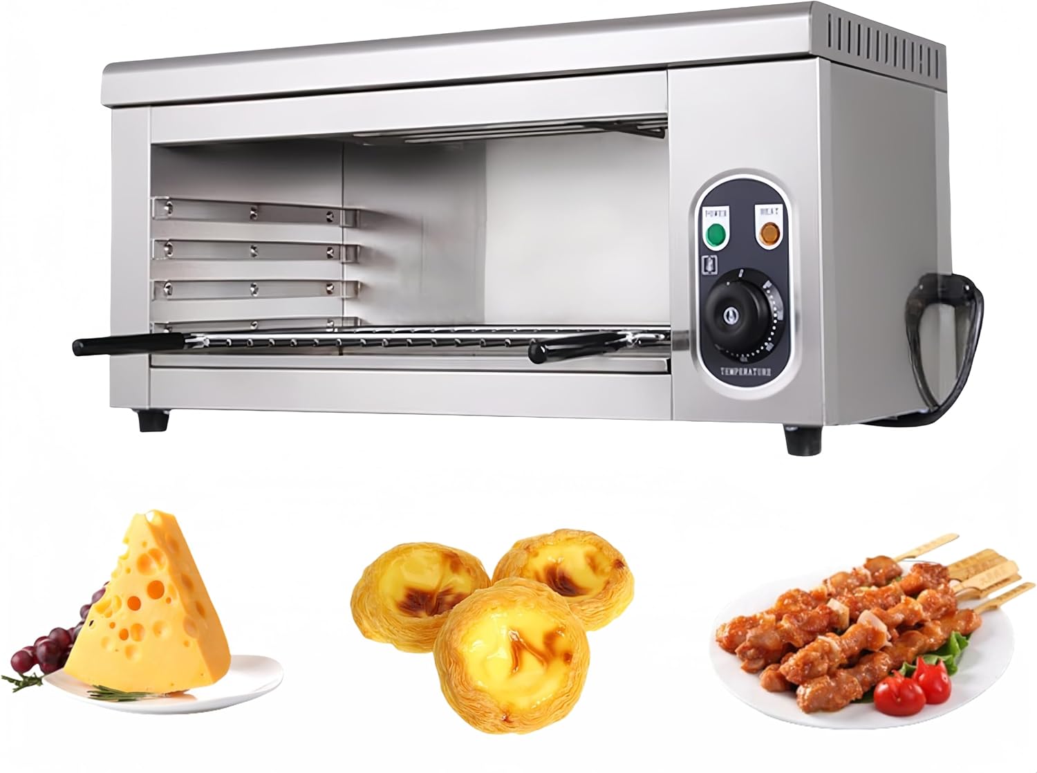 Electric Cheese Melt, 110V 2000W Cheese Melt Oven, Stainless Steel Commercial Cheese Melt Oven 120-570°F for Melting Cheese, Grilling Sandwiches, Grilling Steaks & Other Meats