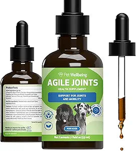 Pet Wellbeing Agile Joints for Dogs - Hip and Joint Health, Mobility, Devilâ€™s Claw, Boswellia, Joint Ligament and Cartilage - Veterinarian-Formulated Herbal Supplement 2 oz (59 ml)
