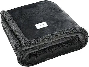 Waterproof Pet Blanket for Medium Large Dogs Washable Fluffy Thick Jacquard Shag Fleece Warm Sherpa Pet Blanket Cats Puppy Couch Protection (Gray XL57*85inches)
