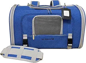 Mr. Peanut's Monterey Series Airline Compliant Horizontal Backpack Pet Carrier (Blue)