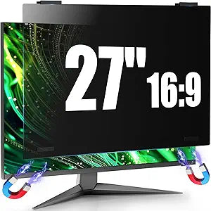 Magnetic Computer Privacy Screen Filter 27 Inch for Frameless Monitor Thin Bezel 16:9 Widescreen, Hanging Removable Anti Glare Blue Light Privacy Filter Protector Eye Care