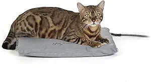 K&H Pet Products Lectro-Soft Orthopedic Outdoor Heated Cat Bed for Outdoor Cat Houses, Safety Listed Automatic Warming Pad, Soft and Flexible, Waterproof, Washable Cover - Small 18 X 14in Gray 20W