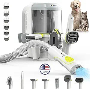 PAWSPIK Professional Dog Grooming Vacuum Kit, Dogs & Cats, Direct Handheld Control, 7 Grooming Tools, Deshedding and Dematting for Grooming, Large 2.2L Dust Bin, UL, HEPA Filter
