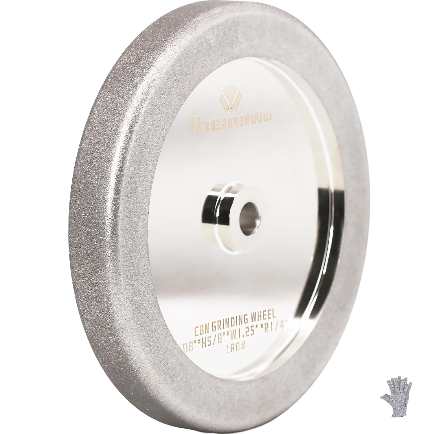 MORESUPERHARD 4 in 1 CBN Grinding Wheel 8 inch 180 Grit,1.25" Wide,5\/8" Arbor for Sharpening High Speed Steel Tools Woodturning Tools(180 Grit)