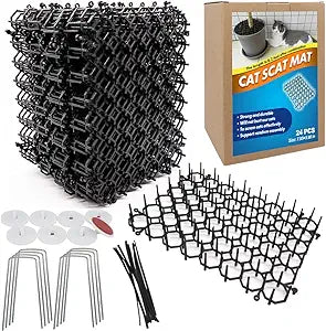 Ley's 24 Pack Cat Deterrent Mat, 6 x 8 in Scat Mat with Spikes, Keep Cats Away from Plants, Indoor Furniture & Outdoor Garden Fence â€“ Pet Repellent Barrier