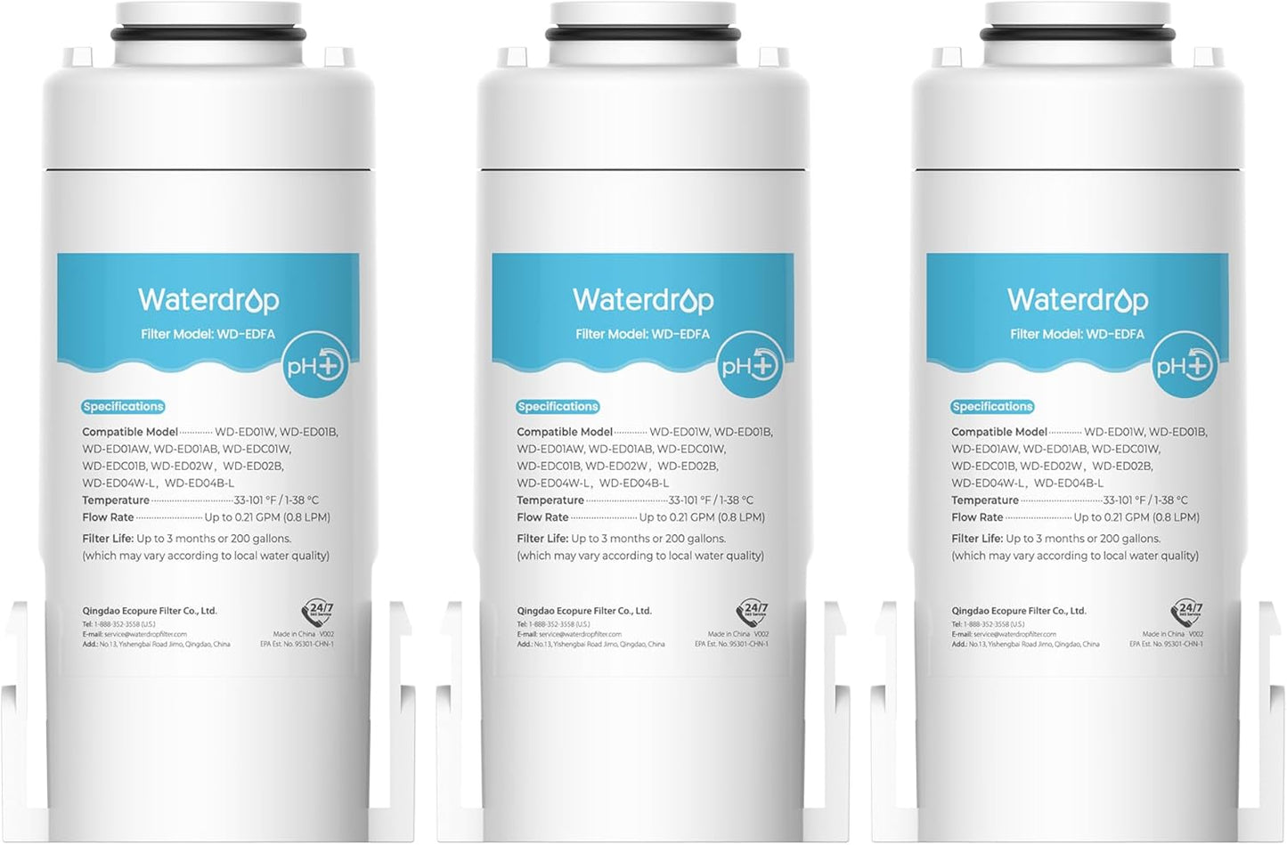 Waterdrop WD-EDFA Alkaline Filters Replacement for Waterdrop Electric Pitcher 𝐖𝐃-𝐄𝐃𝟎𝟏\/𝐄𝐃𝟎𝟐\/𝐄𝐃𝟎𝟒\/𝐄𝐃𝟎𝟏𝐀\/𝐄𝐃𝐂𝟎𝟏, NSF\/ANSI 42&372, Improve PH, 3 Months or 200 Gallons, 3 Filters