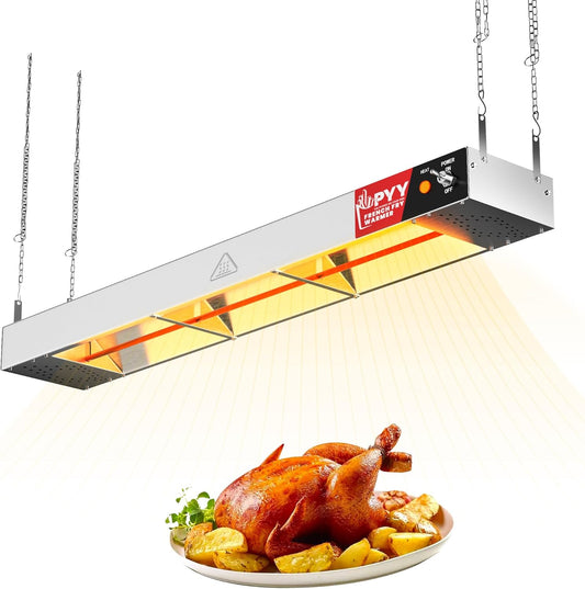 PYY 36 Inch Food Heat Lamp Strip - Commercial Food Heating Warmer, 500W Hanging Stainless Steel Electric Strip Heater, Food Service Restaurant