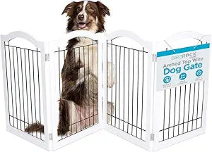 Internet's Best Wire Dog Gate with Arched Top - 4 Panel - 30" Tall - White