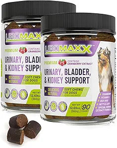 Dog Urinary Tract Infection Treatment, Bladder & Kidney Support for Dogs, Powerful Pet Care, Natural Soft Chews with Cranberry & Glucosamine, Made in The USA, Chicken Flavor, 90 Count, 2 Pack