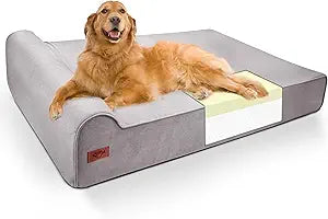Sytopia XXL 35D Memory Foam Dog Bed for Extra Large Dogs â€“ 7" Thick Orthopedic Pet Couch for Seniors and Big Breeds up to 150 Pounds, with Water-Resistant Liner & Washable Cover â€“ Grey