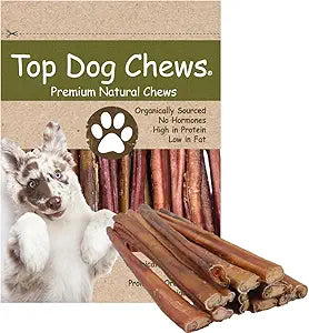 Top Dog Chews - 12 Inch Bully Sticks, 100% Natural Beef, Free Range, Grass Fed, High Protein, Supports Dental Health & Easily Digestible, Thick Dog Treat, 20 Pack