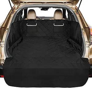 Veckle SUV Cargo Liner for Dogs, Water Resistant Dog Trunk Cover with Side Flap Protector 2 Large Pockets Pet Seat Cover for SUV Sedans Vans with Bumper Flap, Non-Slip, Large Universal Fit, Black