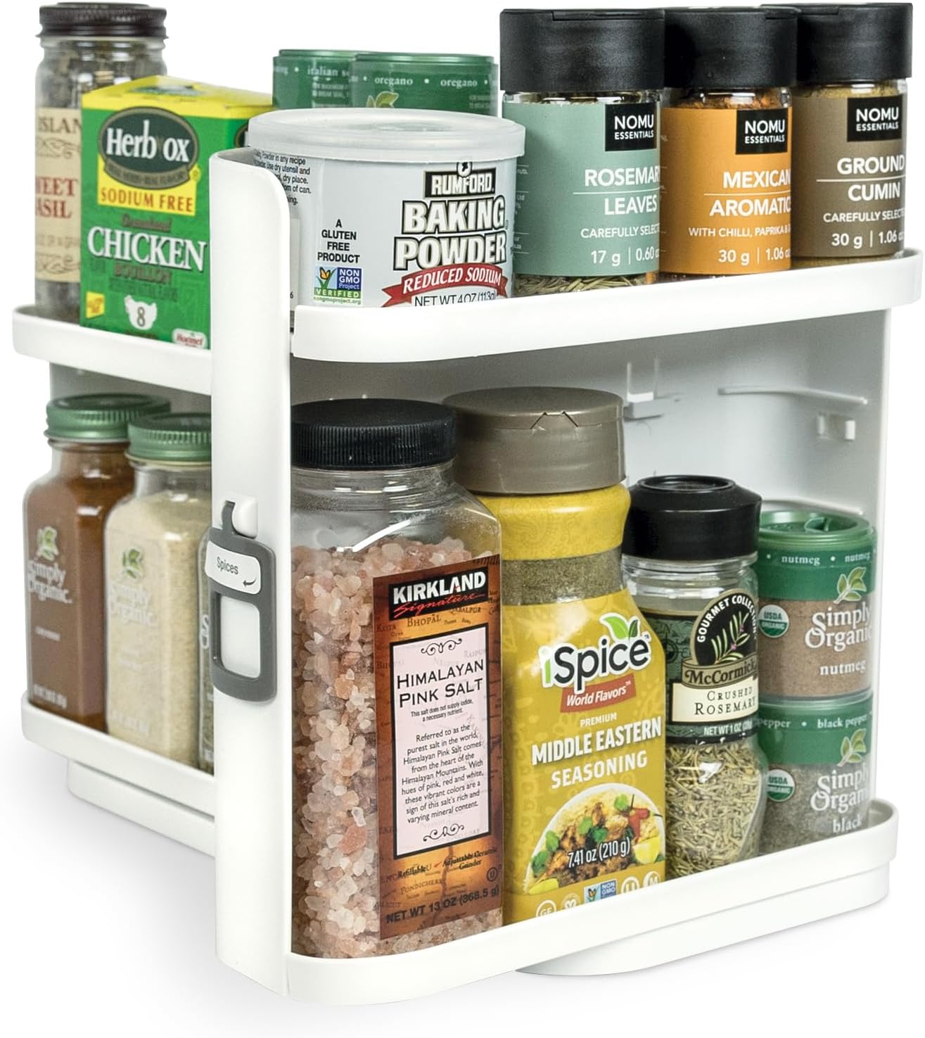 Cabinet Caddy SNAP! Spice Rack Organizer for Cabinet - Slide & Rotate Seasoning Organizer - 3 Snap-In Adjustable Shelves for 5 Tier of Storage - Magnetic Modular Design - 8.9”H x 6.1”W x 10.8”D