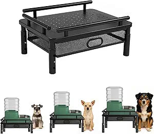 Dog Water Dispenser Stand with Storage Drawer, Metal Raised Holder for Pet Automatic Feeders, Height Adjustable Elevated Stand for Pet Feeders, Suitable for Cats, Small & Medium Dogs [Stand Only]