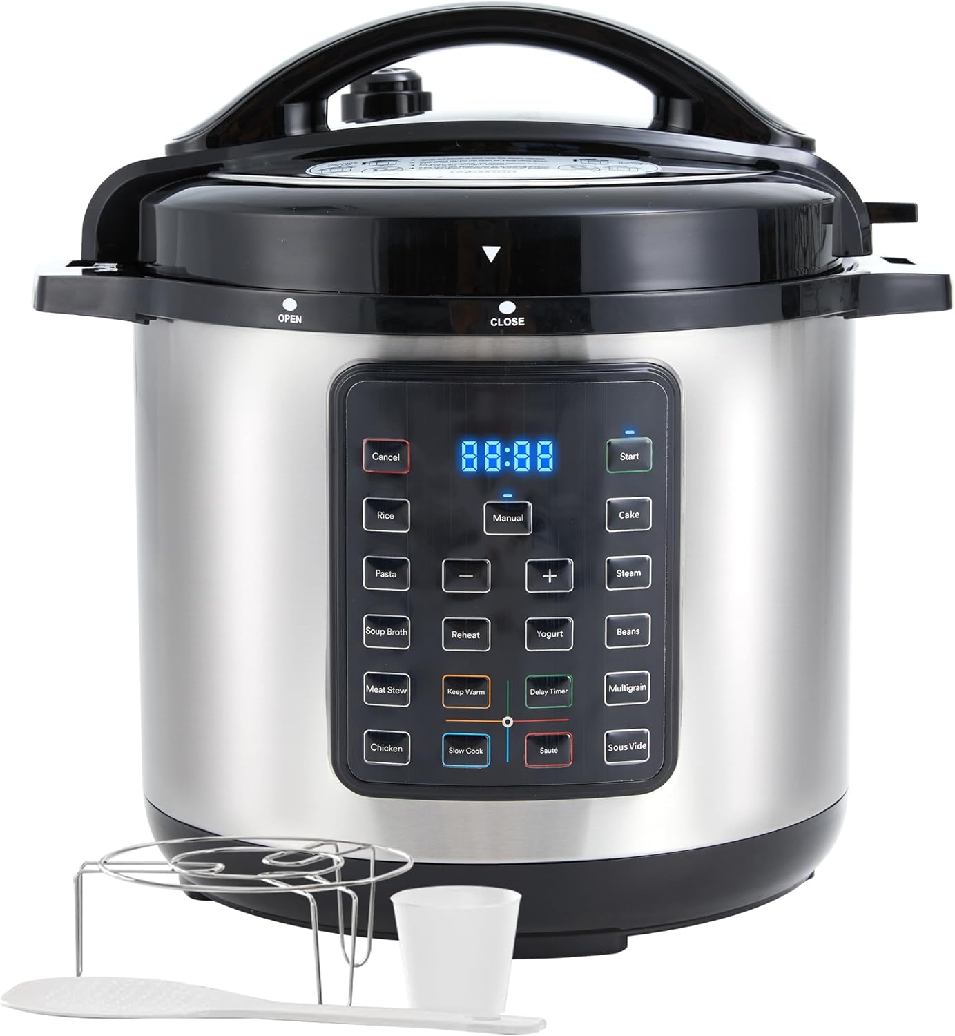 InfiniPower 16-in-1 Electric Pressure Cooker, 19 Presets Multi-Cooker Instant Multi Slow Cooker Olla de Presion Non-Stick Pot for Rice, Sauté, Pasta, Yogurt Maker, 8 Quarts, Silver
