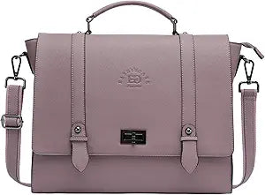 EaseGave Women's 17 Inch Laptop Briefcase, Vintage Purple Saffiano Eco-leather, Multi-Compartment, 3 lb Weight Capacity