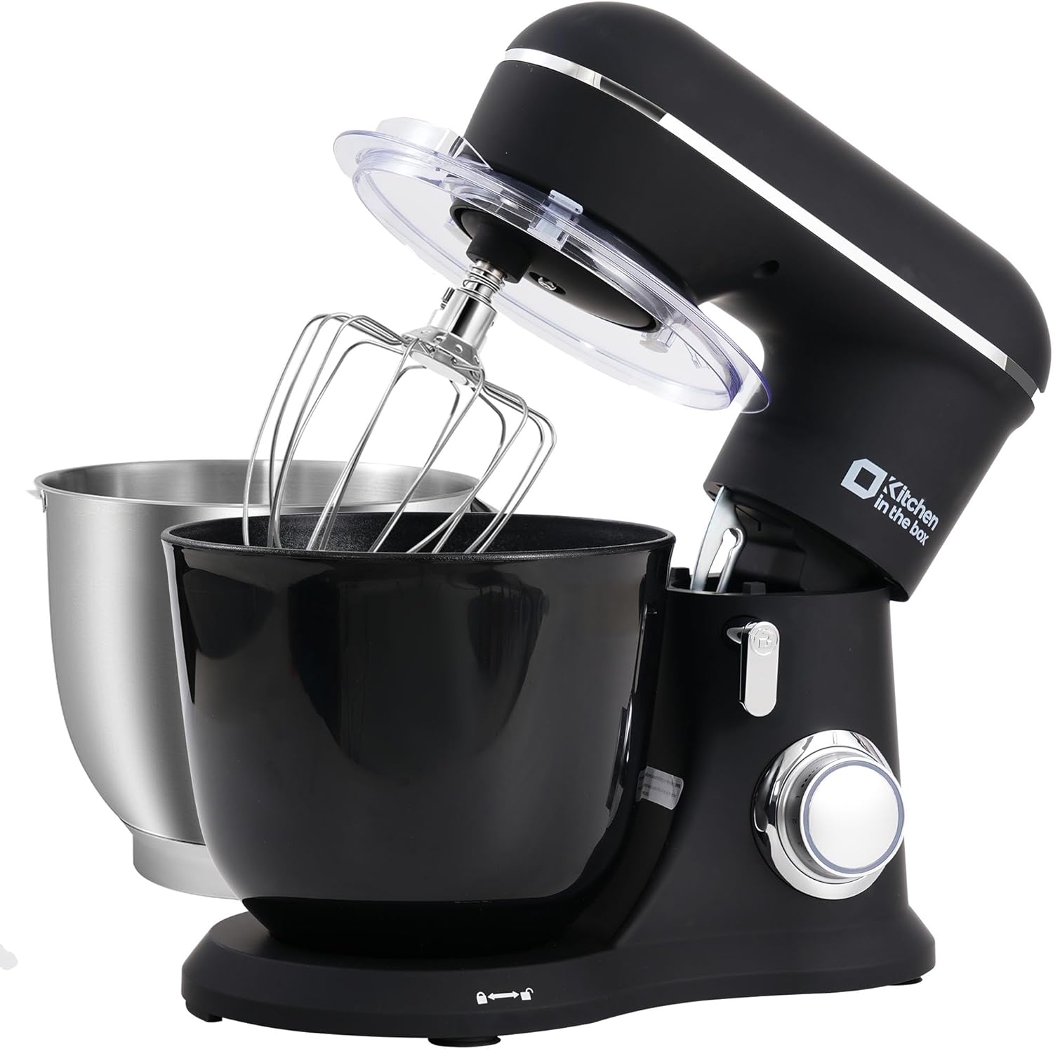 Kitchen in the box Stand Mixer, 4.5QT+5QT Two bowls Electric Food Mixer, 10 Speeds 3-IN-1 Kitchen Mixer for Daily Use with Egg Whisk,Dough Hook,Flat Beater (Onyx Black, 5QT)