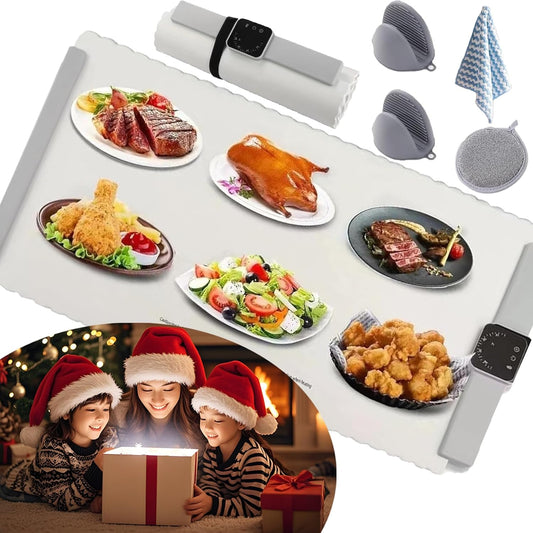 Warming Mat, Food Warming Mat, Electric Warming Mat for Food, Silicone Warming Mat, Adjustable Warming Tray, Adjustable, Foldable (White)