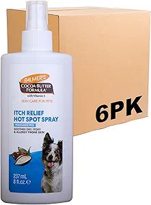 Palmer's for Pets Itch & Hot Spot Relief Spray with Cocoa Butter; Dog Skin Conditioner Spray with Vitamin E and Cocoa Butter, Skin Allergy Spray for Dogs, 8 Oz - 6 Pack
