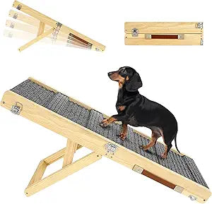 2026 Upgraded Dog Ramp for Couch, Foldable Small Dog Ramp for Sofa, 4 Adjustable Height from 13'' to 21", Portable Stable Pet Steps with Non-Slip Pad, Pet Ramps Use for Sofa Couch Stairs