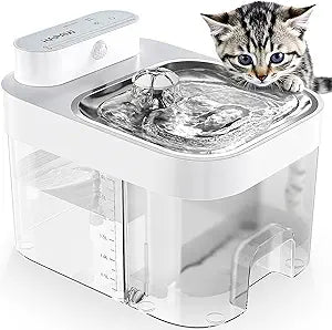 Cat Water Fountain, Wastewater Separation & No Filter Cotton, Pet Water Dispenser with 101oz/3L Large Capacity Tank, Wireless Automatic Water Fountains for Cats Indoor Cat Watering Supplies