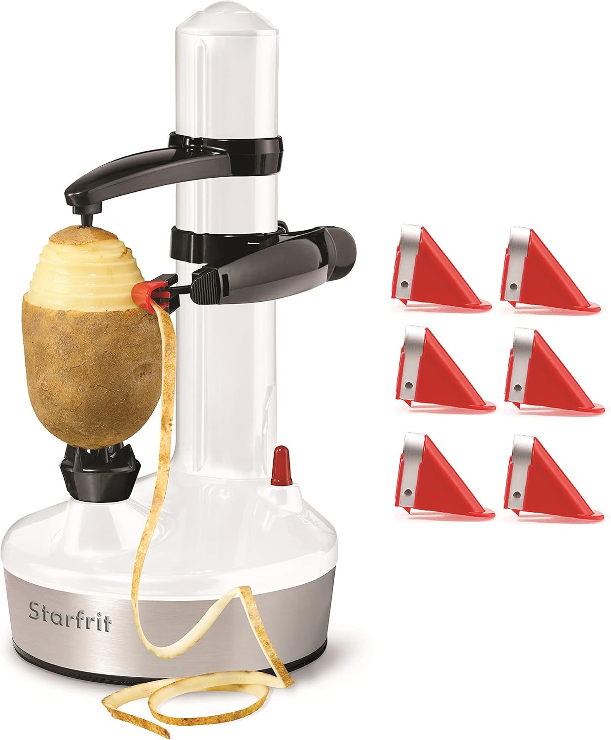 Starfrit Rotato Express 2.0 + 6 Replacement Blades | Updated Model - Electric Peeler (White)